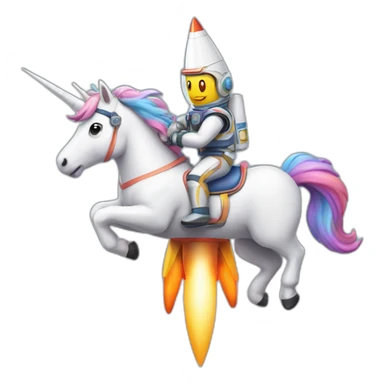unicorn riding a rocket and the rocket flames are rainbows sticker