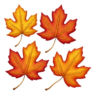 3 autumn leaves, blowing the left in the wind, white background sticker