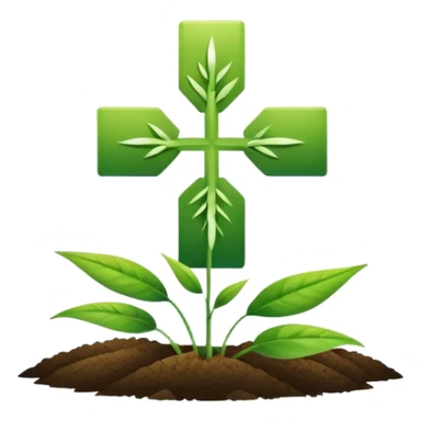 agriculture symbol with a plant or field combined with a medical cross sticker