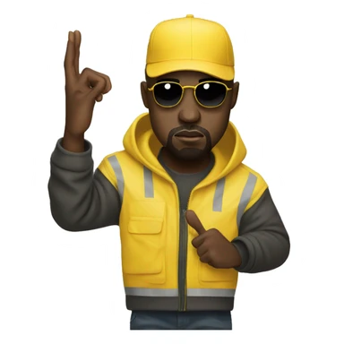 Kanye west holds a yellow sign with hand   sticker
