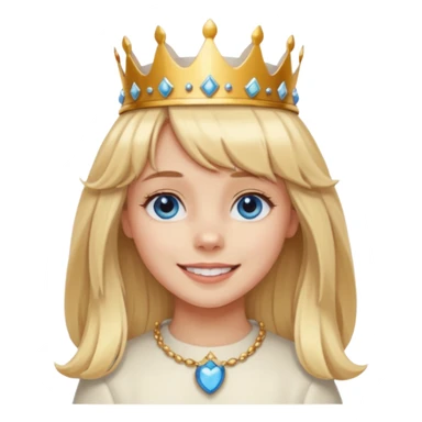 simple Blonde girl with bangs and blue eyes, and a simple crown. giving cockerspaniel energy sticker