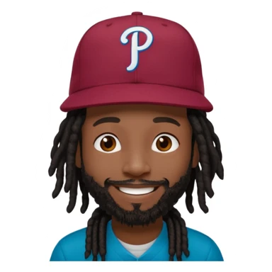 Black man with short black dreads and burgundy fitted Phillies hat sticker