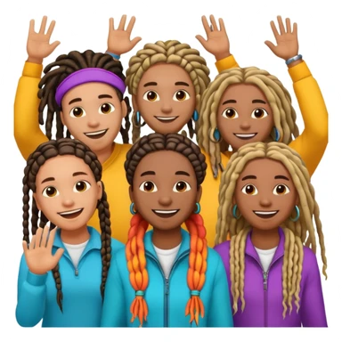 Crowd of fans consisting of African American men with dreadlocks and African American women with braids all in crowd enjoying concert sticker