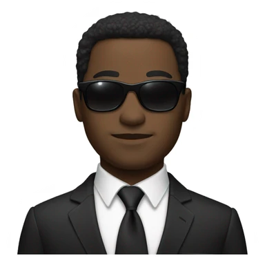 Black man in suit with black sunglasses, from the waist up sticker