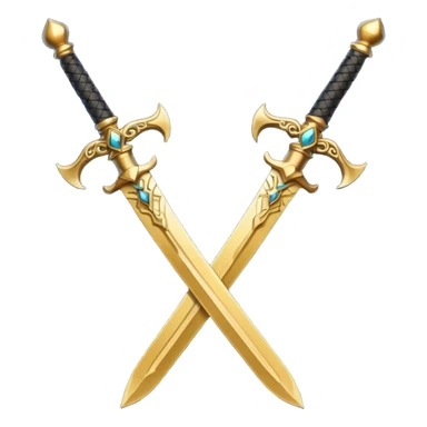 Two Golden royal swords with gold blades and gold handel sticker
