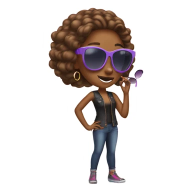diva girl putting sunglasses on sticker