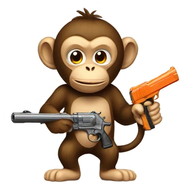 Monkey with toy gun  sticker
