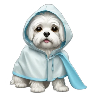 Maltese dog in raincoat sticker