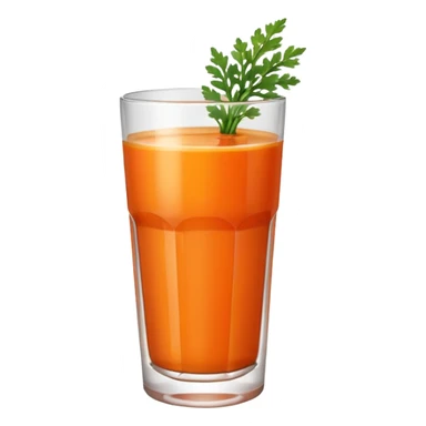 a glass of carrot juice, orange color, simple, clear, no background sticker