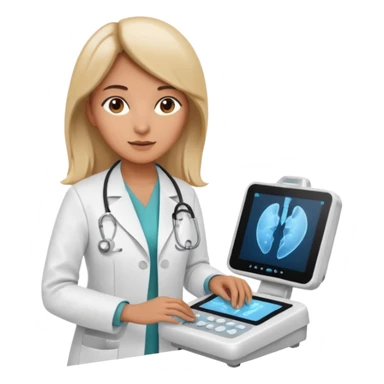female doctor working an ultrasound machine sticker