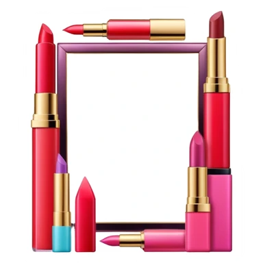 Delicate frame made from lipsticks and makeup items sticker