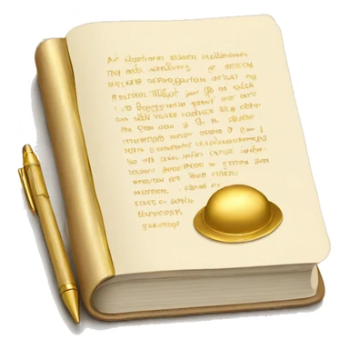 A beige book with gold pen sticker