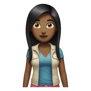 girl with a black straigth hair beach sticker