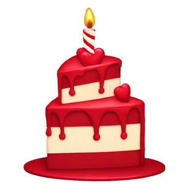 Red birthday cake in the shape of a heart sticker