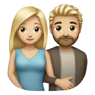 A girl with blond hair and brown eyes hugs a bearded blue-eyed man with blond hair sticker