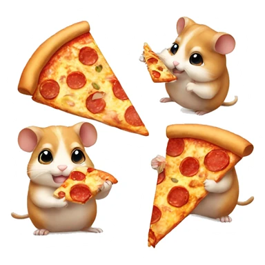 four hamsters eating pizza sticker