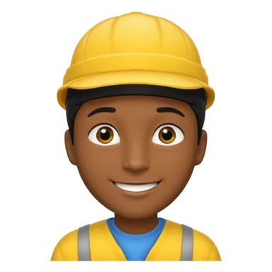 A man with dark skin tone, wearing a bright yellow cap, short black hair mostly covered by the cap, large brown eyes, and a wide smile. sticker