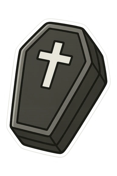Halloween coffin black and white, remove background sticker