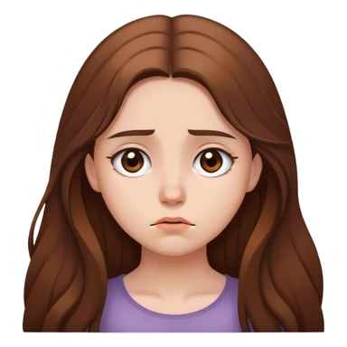 Sad girl with long brown hair sticker