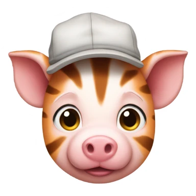A piglet with a tiger cap sticker