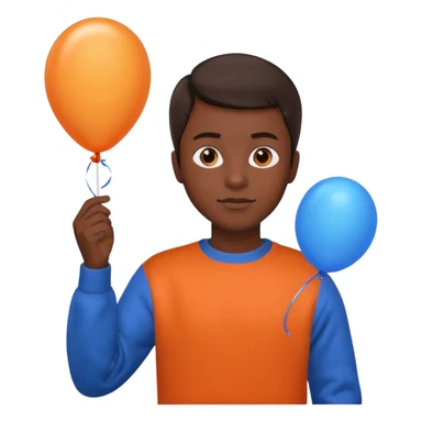 dark brown skin, orange sweater, hold blue balloon sticker