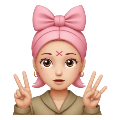 Blushed face with a bow on head sticking out 3 middle fingers  sticker
