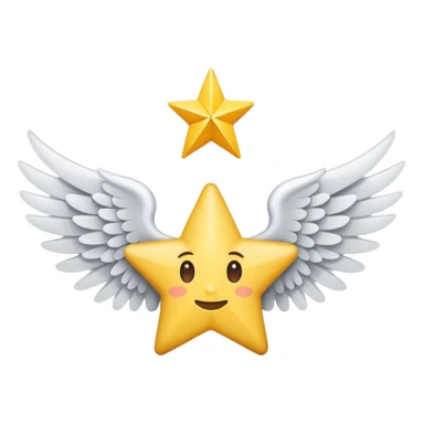 An image with wings on a star based on the star and wings of the basic emoji of the iPhone. not 3d just plat sticker