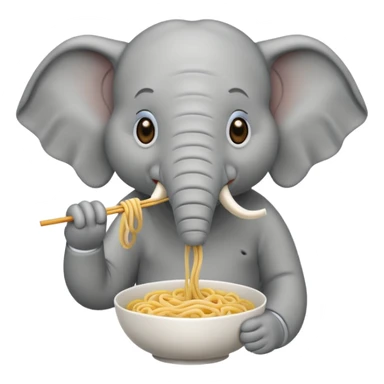 elephant eating noodle sticker