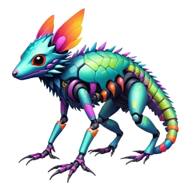  exotic colorful futuristic modern cyber-Fakémon-Digimon-Trico-Vernid-creature sticker