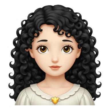 Gentle angel with long black curls and cloud background sticker