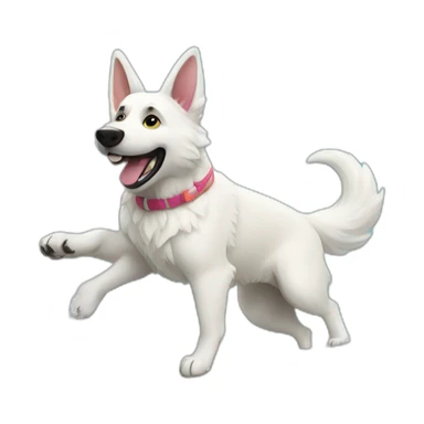 White German shepherd surfing the wave sticker