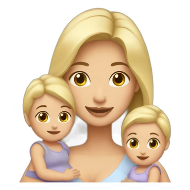 blonde mother with 2 female babies sticker