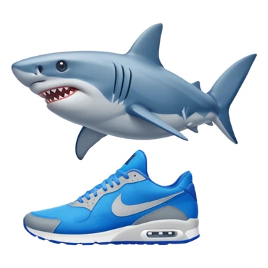 Give me a shark make the shark have blu Nike shoes on sticker