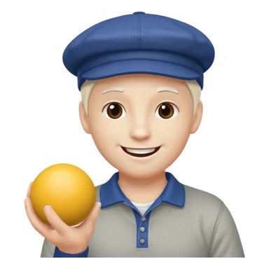 emoji joyeux avec une casquette qui joue avec une boule de pétanque sticker