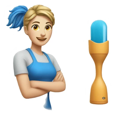 A blue blender and a woman sticker