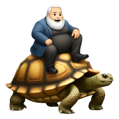 Fat man with white beard riding a tortoise  sticker