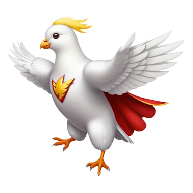 white pigeon wearing Flash superhero suit sticker