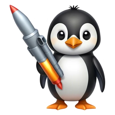 penguin holding a rocket launcher  sticker
