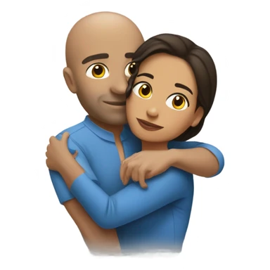 Comforting hug from brunette Puerto Rican to shorter bald male sticker