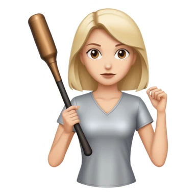 Woman with a metal bat sticker