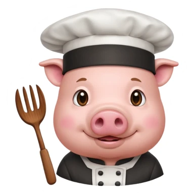 pig wearing a chef hat with steak sticker