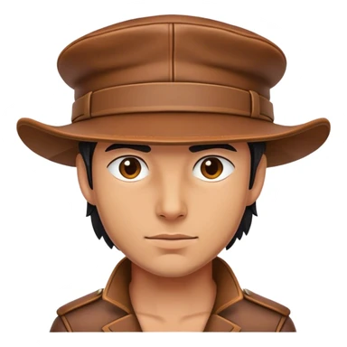 Medieval male working leather hat with reinforced seams sticker