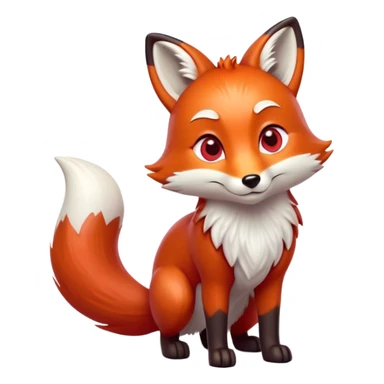 cinematic-noble [fox]-realistic-full-body-standing on all fours-emoji,-tail-tucked-close,-head-tilted-dramatically,-fox-[red]-fur,-simplified-yet-realistic-focused-features,-highly-detailed,-glowing-with-an-almost-sarcastic-glow  expressive eyes sticker