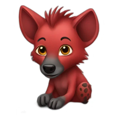 red hyena with laptop sticker