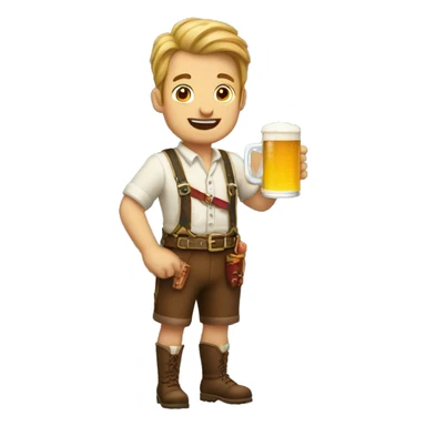 man in lederhosen holding beer and sausage  sticker