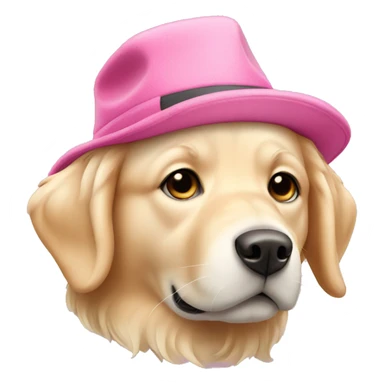 Cream golden retriever with pink hat sticker