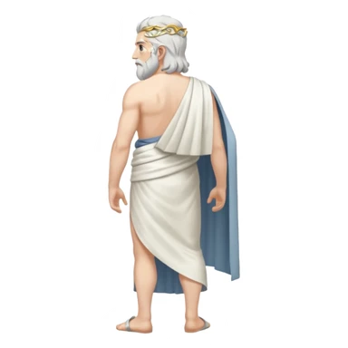 fullbody silverhair god ZEUS, standing still rearview sticker