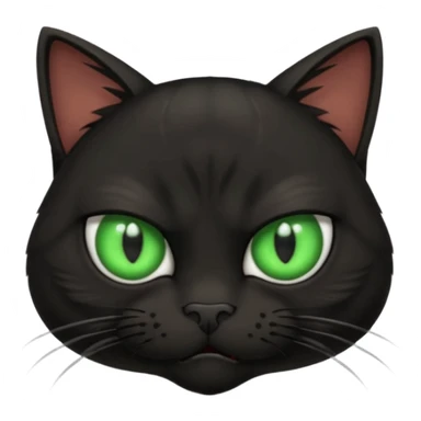 A black three-eyed cat with an angry expression sticker