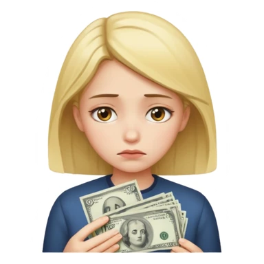 Celular mano de una chica mirando poco dinero triste sticker