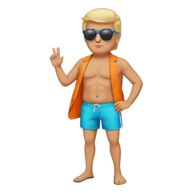 full body Trump standing in beach outfit sticker